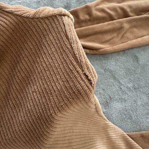 *flaw Aerie Ribbed Tan Flare Pull On Pants Women's size Medium Tall Long MT - Picture 8 of 8